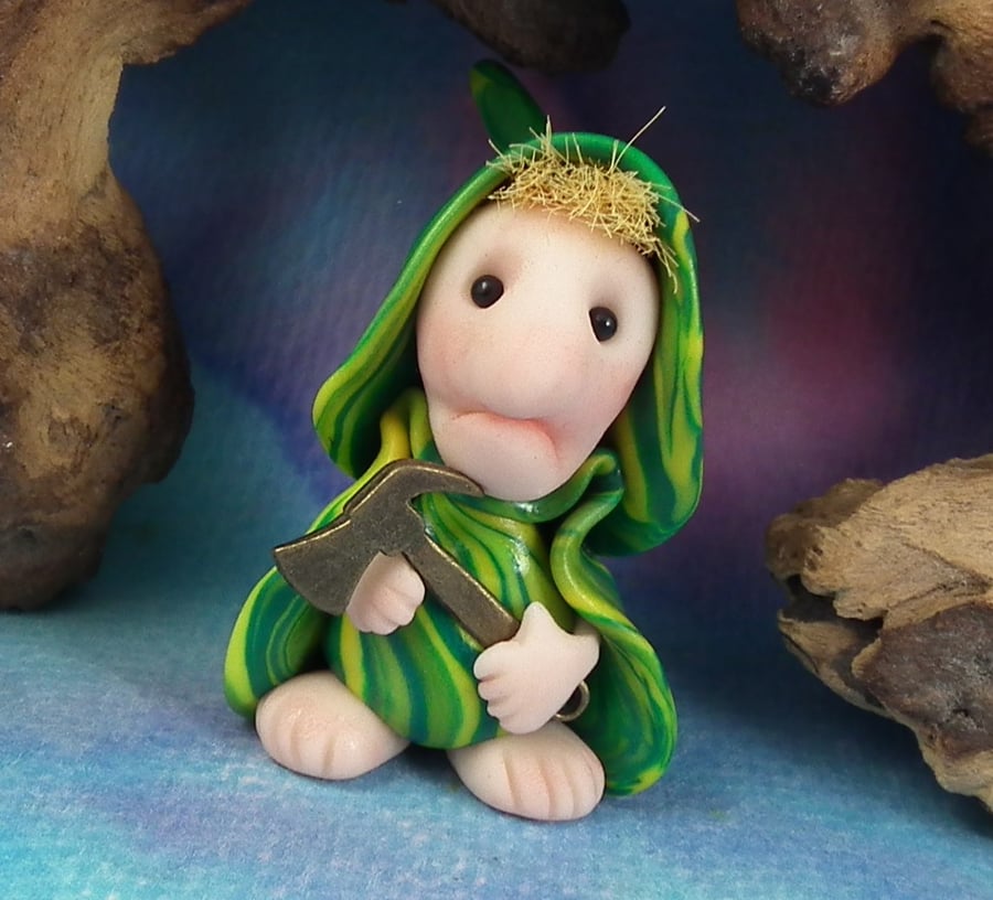 Tiny Woodsman Earth Troll 'Dermot' 2" OOAK Sculpt by Ann Galvin
