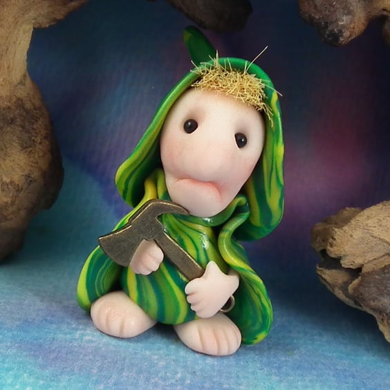 Tiny Woodsman Earth Troll 'Dermot' 2" OOAK Sculpt by Ann Galvin