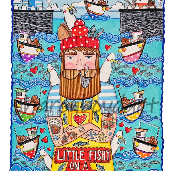 Little Fishy on a Dishy Illustration Print