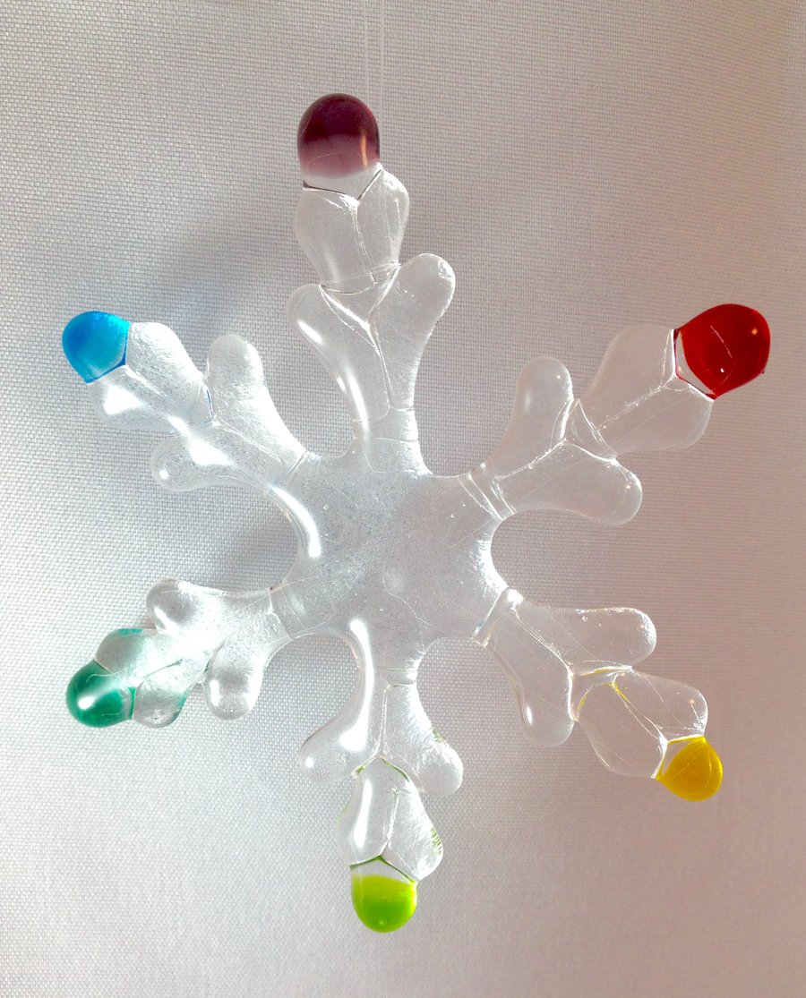 Glass Fused Rainbow Snowflake 