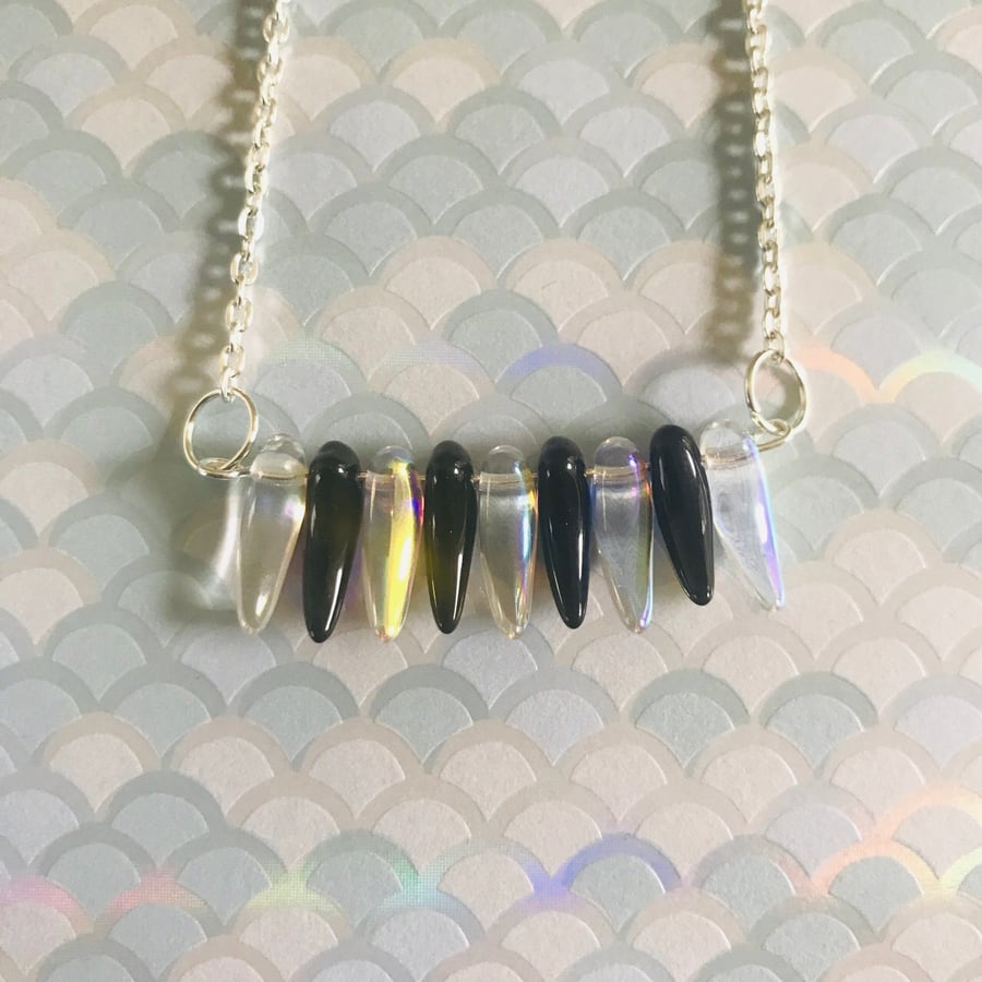 Acrylic Beaded Shark Tooth Pendant Necklace - Folksy