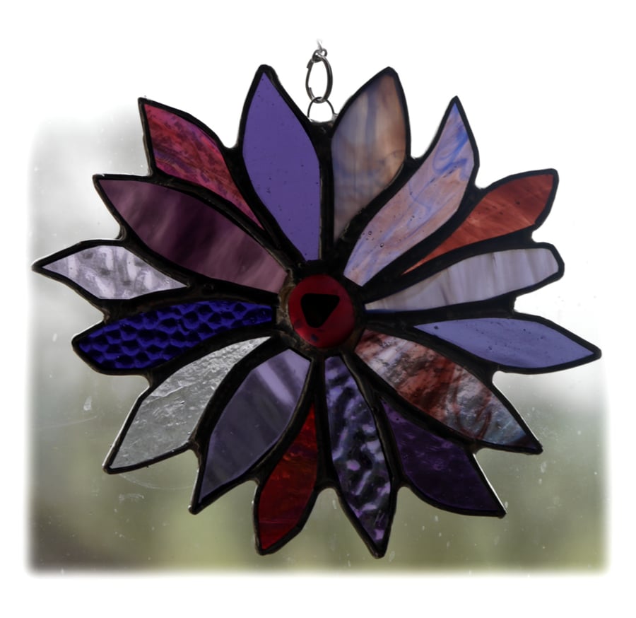  Purple Flower Stained Glass Suncatcher 007