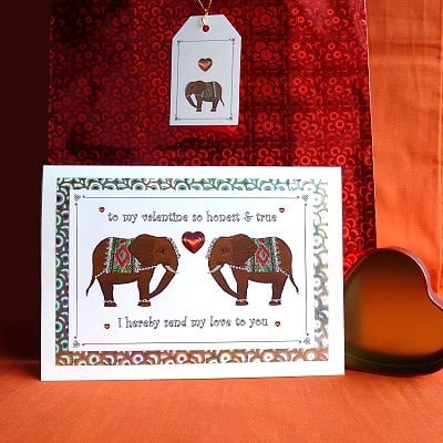  Elephants - Valentine’s Day card & free gift tag