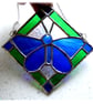 Butterfly Framed Stained Glass Suncatcher Blue Green Tile - Image 4