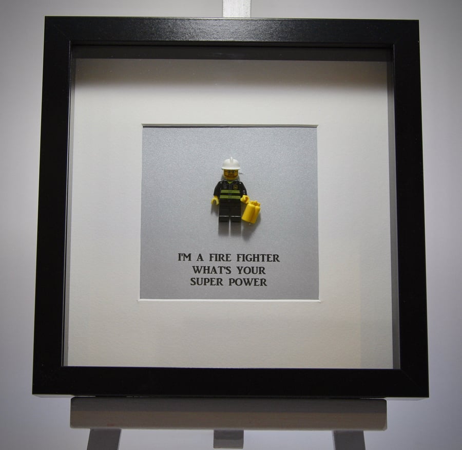 I'm a Firefighter, Whats your super power  mini Figure frame