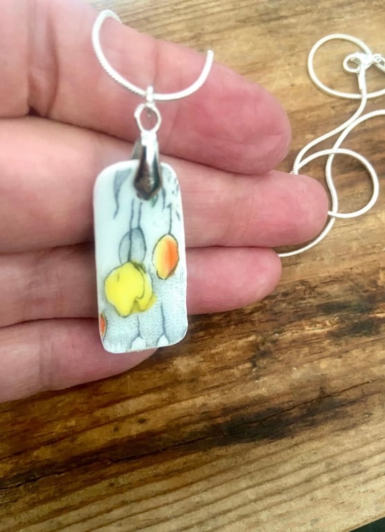 Art deco vintage crockery upcycled  into pendent necklace 