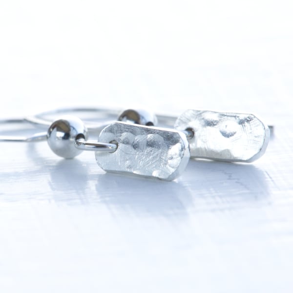 Handmade 925 Sterling Silver Small Rectangular Drop Earrings