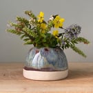 Handmade ceramic flower frog, small ikebana vase for flowers, summer seconds