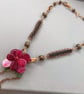 Boho Rustic Flower Necklace and Earrings Set, Agate & Pyrite - Image 9