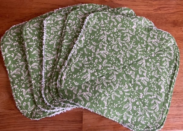 Green Leaf Reusable Kitchen Towels - Cotton and Cotton Towelling, Set of 5