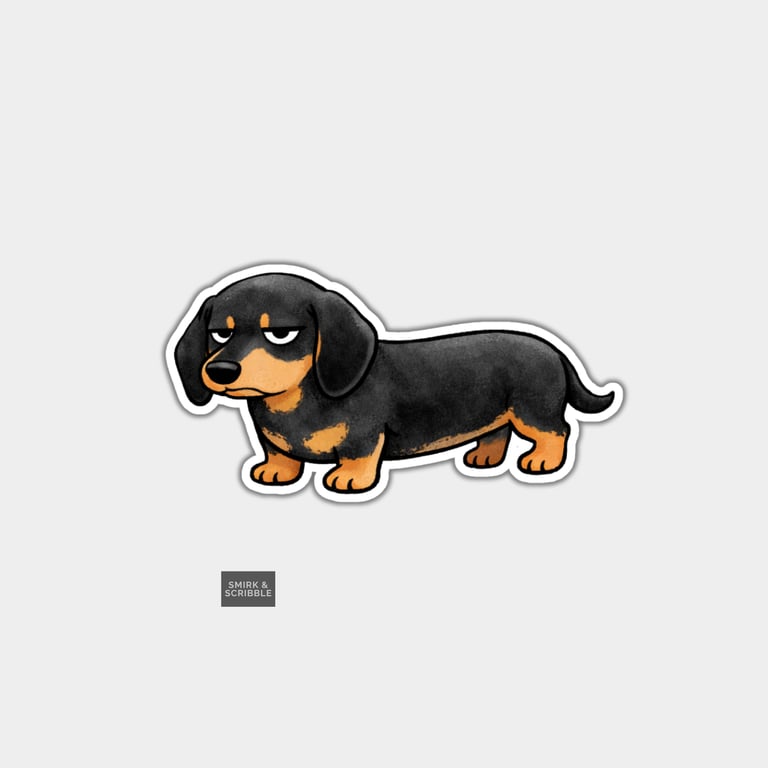 Funny Snarky Vinyl Sticker For Adults - Grumpy Dachshund