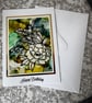 Handmade Alcohol Ink Floral Birthday Card - 5x7 Gold Foil Accent Card - Image 2