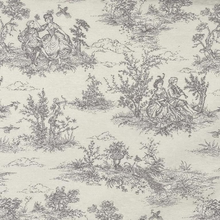 Toile de Jouy Table Runner 135 x 30cm. Cotton  Grey