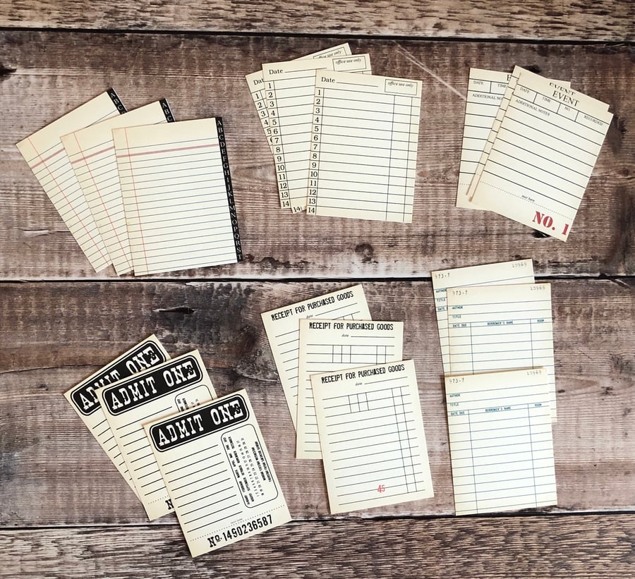 Vintage style ephemera journal cards