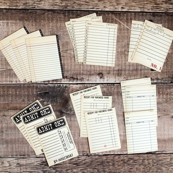Vintage style ephemera journal cards