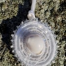 Shell of Pure Intention – Handmade White Sea Shell Amulet with Soutache & Beads