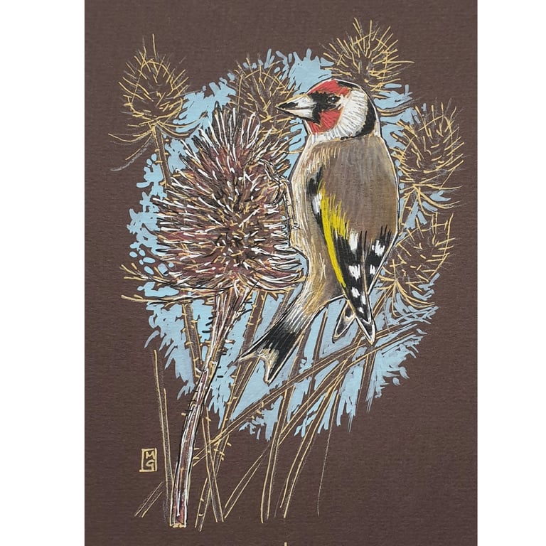 Goldfinch - Original bird drawing, small traditional artwork
