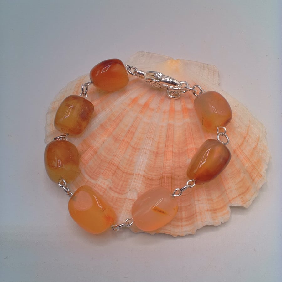 Rosary Style Carnelian Bracelet with Nugget Beads, Summer Bracelet, Gift for Her