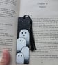 Hand Painted Halloween Ghost Bookmark – Cute Ghost Family Wooden Bookmark - Image 1