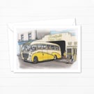 Vintage Coach Trip Greeting Card: Hand Drawn Nostalgic Art (326)