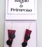 Leather Dangle Drop Earrings Contemporary Style Claret and Black  - Image 1