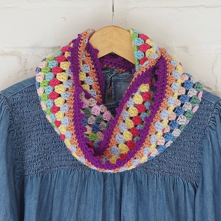  Crochet Infinity Scarf Rich Purple Trim