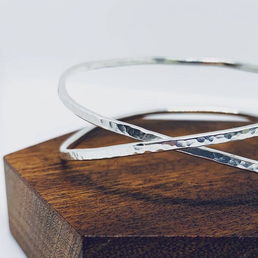 Sterling silver twist bangle - hallmarked silver bangle