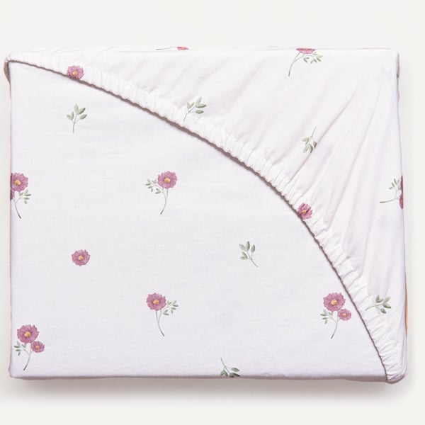 Delicate Flower Fitted Bed Sheet, 200TC, Bed Sheet by Nestie. 100% Cotton