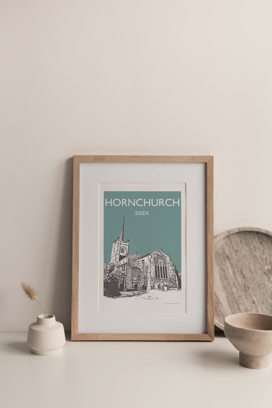 Hornchurch, Essex TEAL Giclee Travel Print