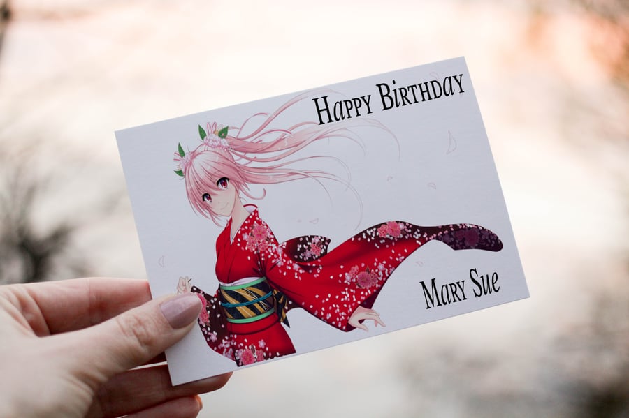 Miku Anime Birthday Card, Personalized Card for Birthday, Anime Card