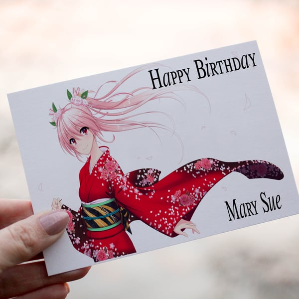 Miku Anime Birthday Card, Personalized Card for Birthday, Anime Card