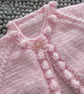 16" Pink Baby Bobble Edged Cardigan - Image 3