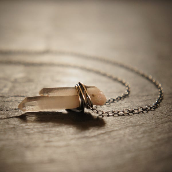 Green Phantom Quartz and Sterling Silver Necklace