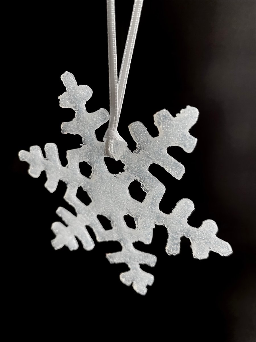 Frosty Fused Medium Opaque White Glass Snowflake
