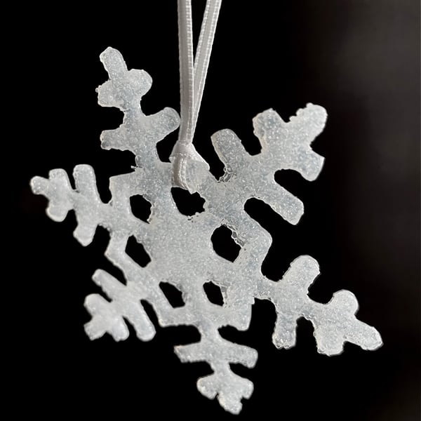 Frosty Fused Medium Opaque White Glass Snowflake