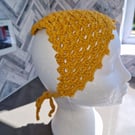 Mustard yellow hair bandana handmade crochet festivals summer holidays