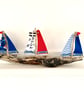 Unique driftwood trio of sailing boats handmade with authentic Cornish driftwood