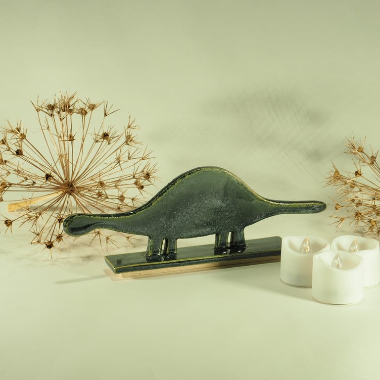 Ceramic Dinosaur: Brontosaurus, Green