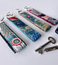 Handmade Floral Fabric Wristlet Keyring, Form & Fauna Cotton Key Holder