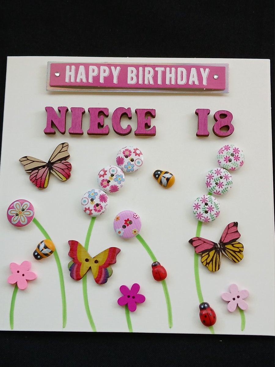 Handmade niece 18 birthday card 