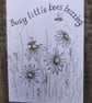 Hand drawn bees and flowers
