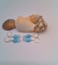 Earrings with Pale Blue Oval Glass Bead and Crystal Rondelle, Gift for Her - Image 7