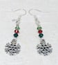 Snowflake earrings with red and green Swarovski crystals, silver plated - Image 7