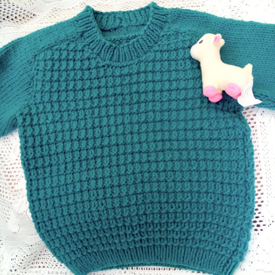 Child's Hand Knitted Textured Chunky Saddle Shoulder Jumper, Birthday Gift