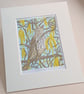 Catkin Song Thrush - Original hand cut limited edition linocut print - Image 2