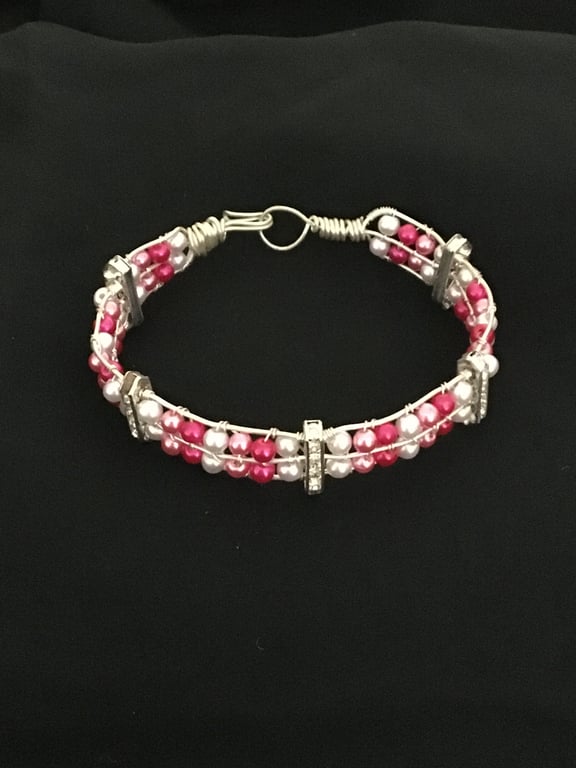 Pretty in Pink Wirework Bangle - 7.5 ins