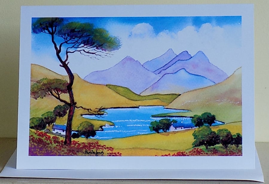 Art Greetings Card, Snowdon, Snowdonia, North Wales, A5  Blank inside 