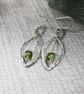 Earrings, Sterling Silver Leaf and Peridot Droppers - Image 5
