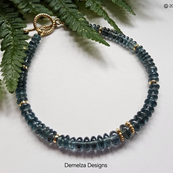'A'A Grade Green Kyanite Gold Vermeil Sterling Silver Bracelet