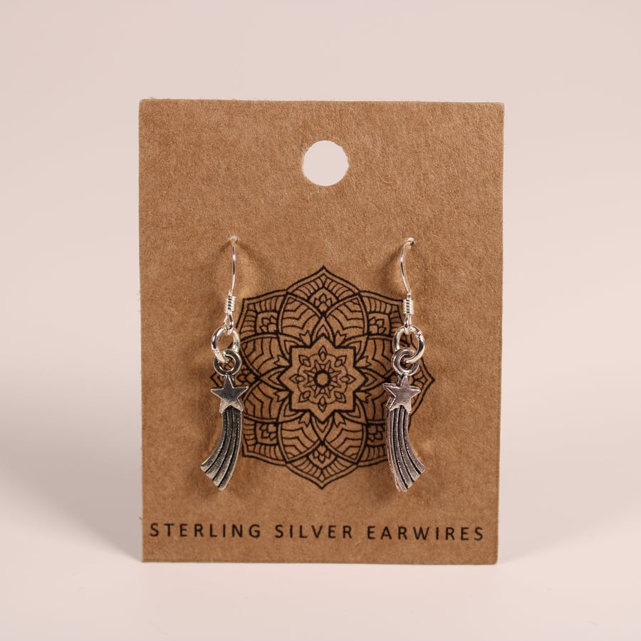 Shooting Star Dangle Earrings with 925 Sterling Silver Earwires